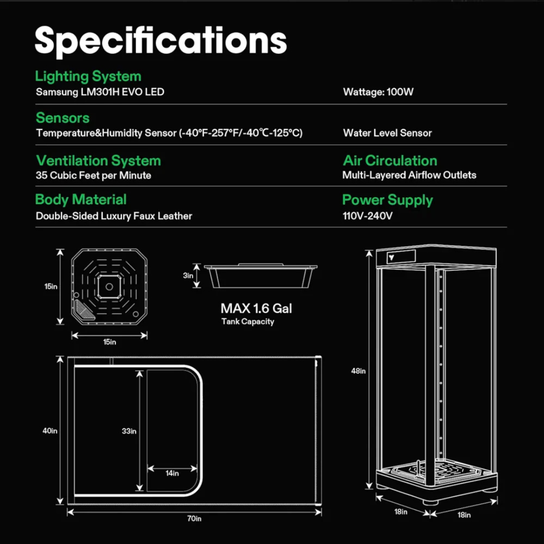 Vivosun VGrow All-in-One Smart Grow Box (45x45x122cm)