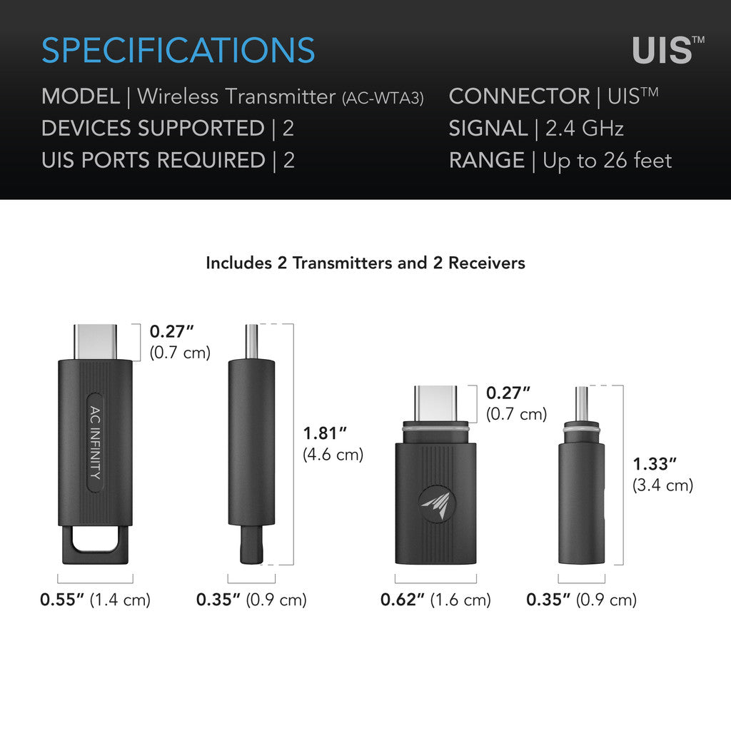 AC Infinity UIS 1-to-1 Wireless Transmitter (2-Pack)