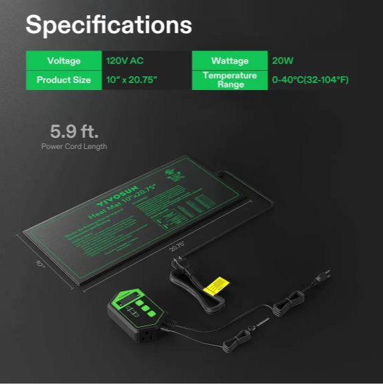Vivosun Seedling Heat Mat and Digital Thermostat Combo Set