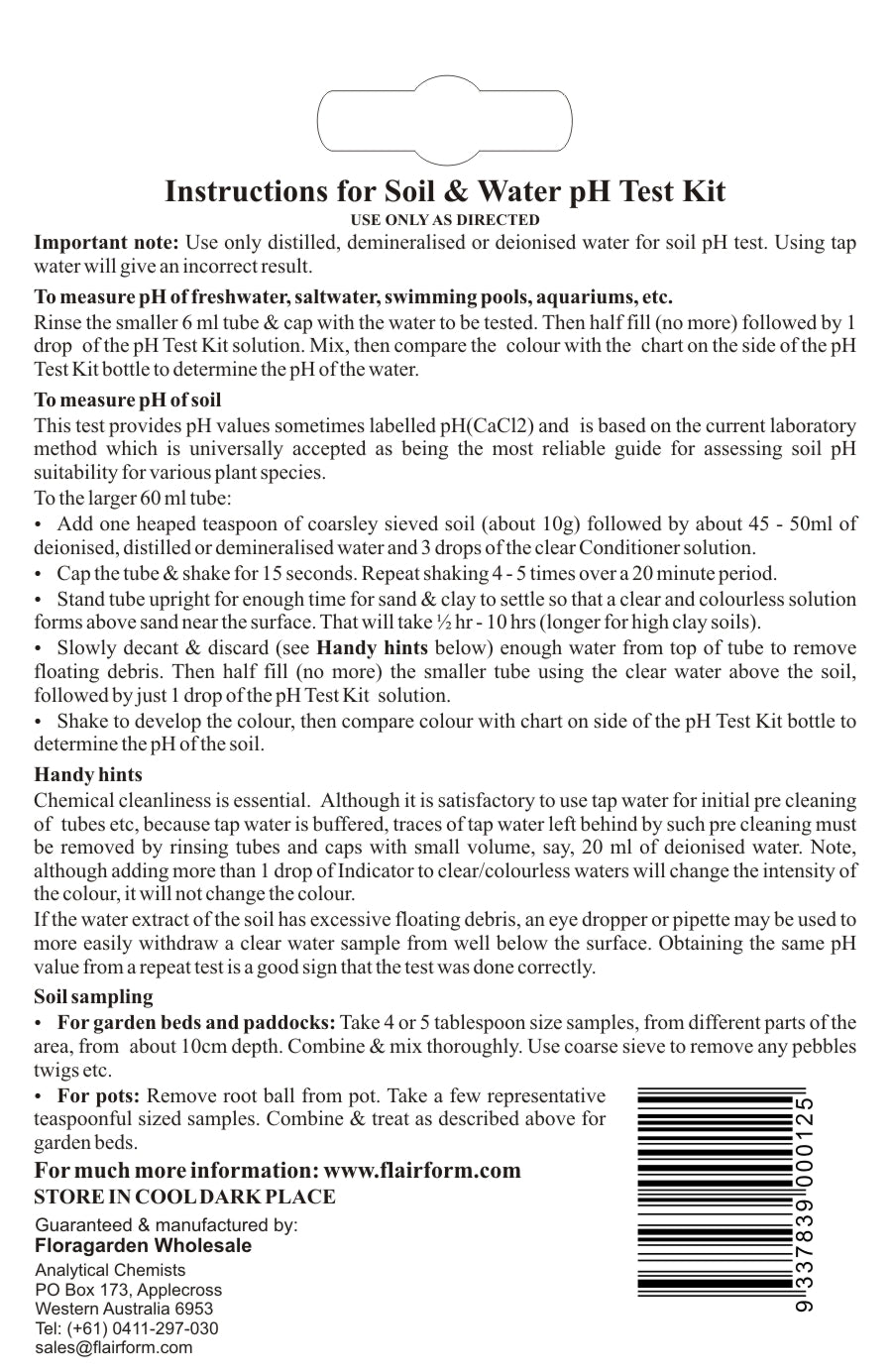 Flairform pH Soil & Water Test Kit
