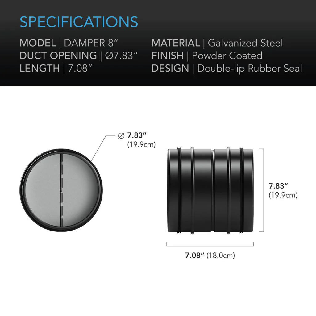 AC Infinity Backdraft Damper Ducting Insert - 8"