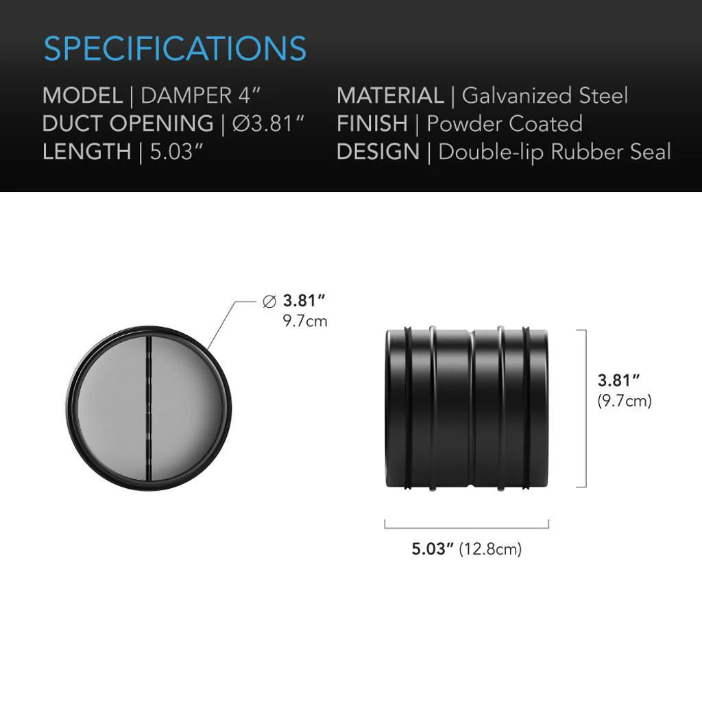 AC Infinity Backdraft Damper Ducting Insert - 4"