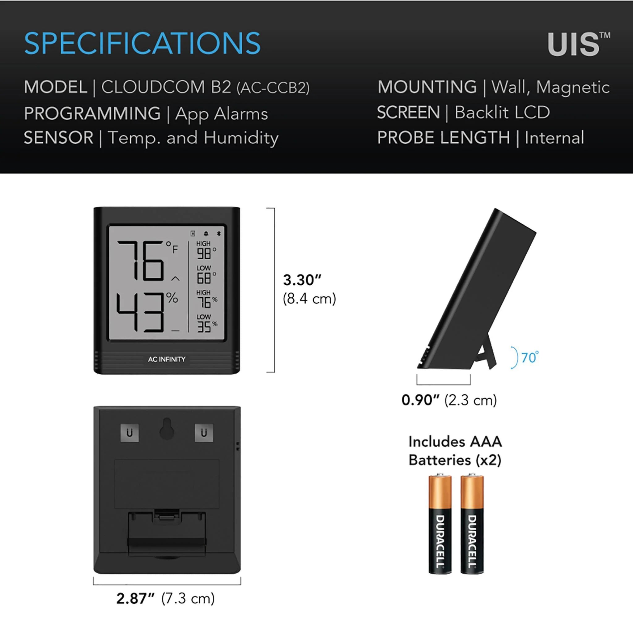 AC Infinity Cloudcom B2 Smart Thermo-Hygrometer