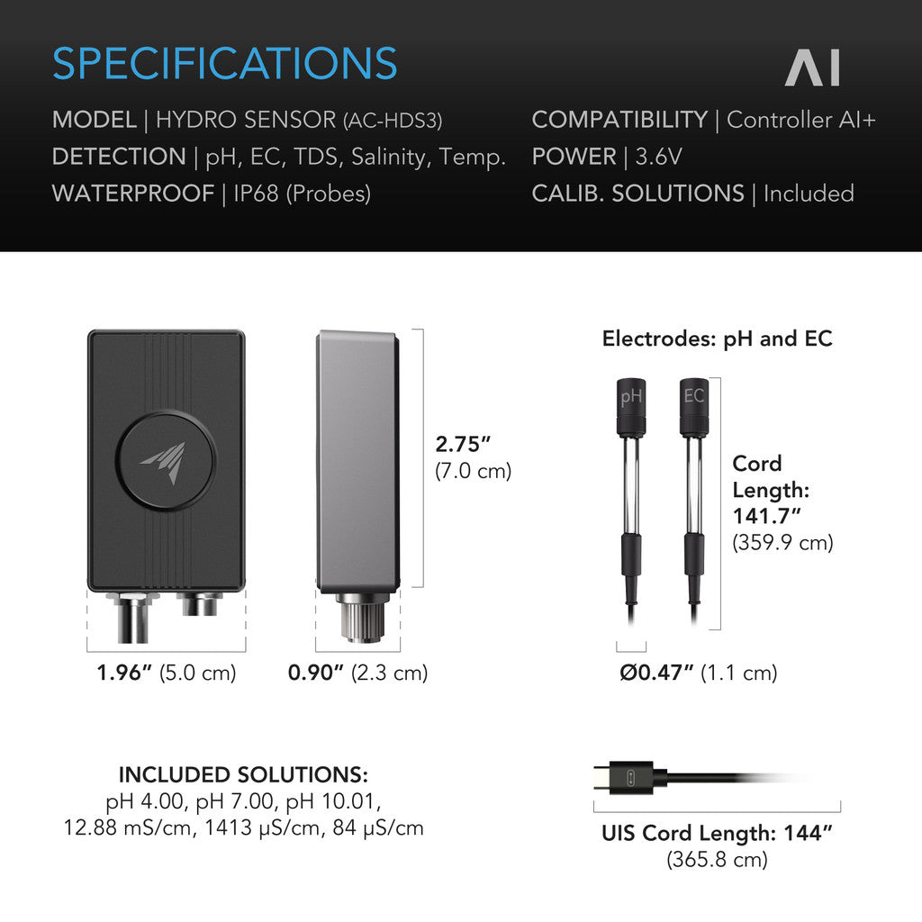 AC Infinity Hydro Sensor pH, EC for AI+ Controller