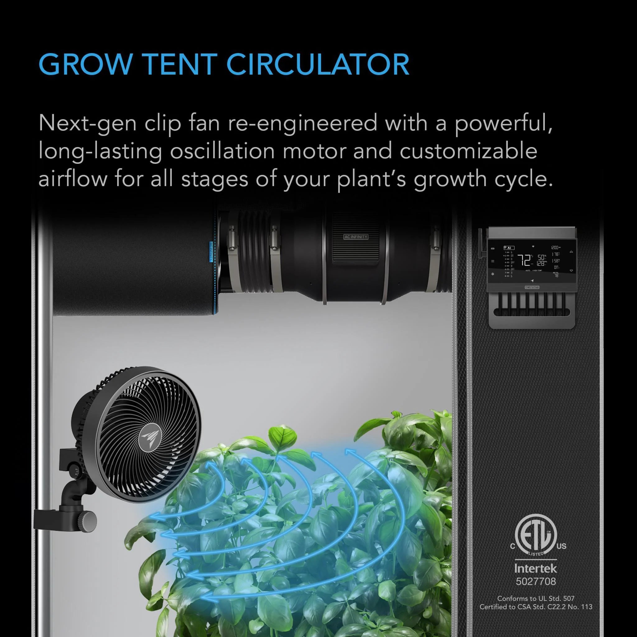 AC Infinity Cloudray S9 Clip Fan 9"