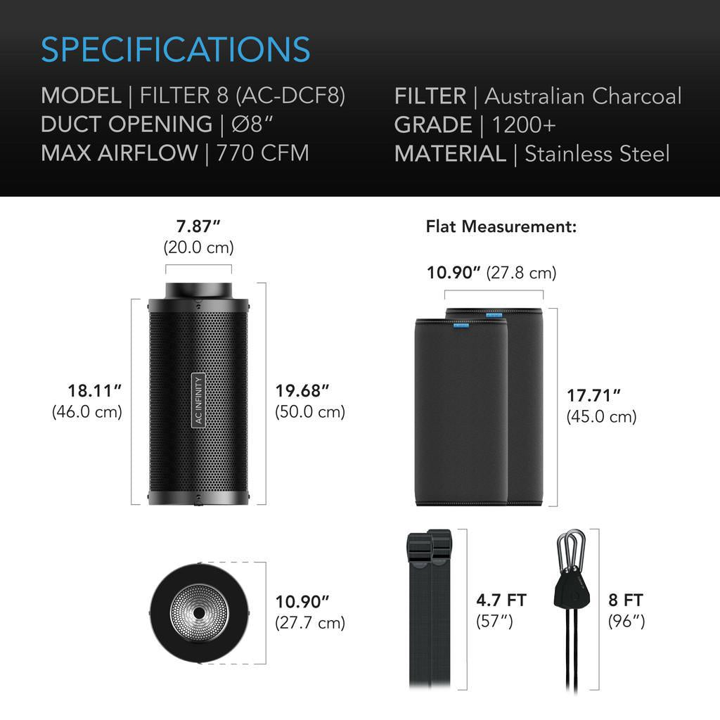 AC Infinity 8" Carbon Filter 200x500mm